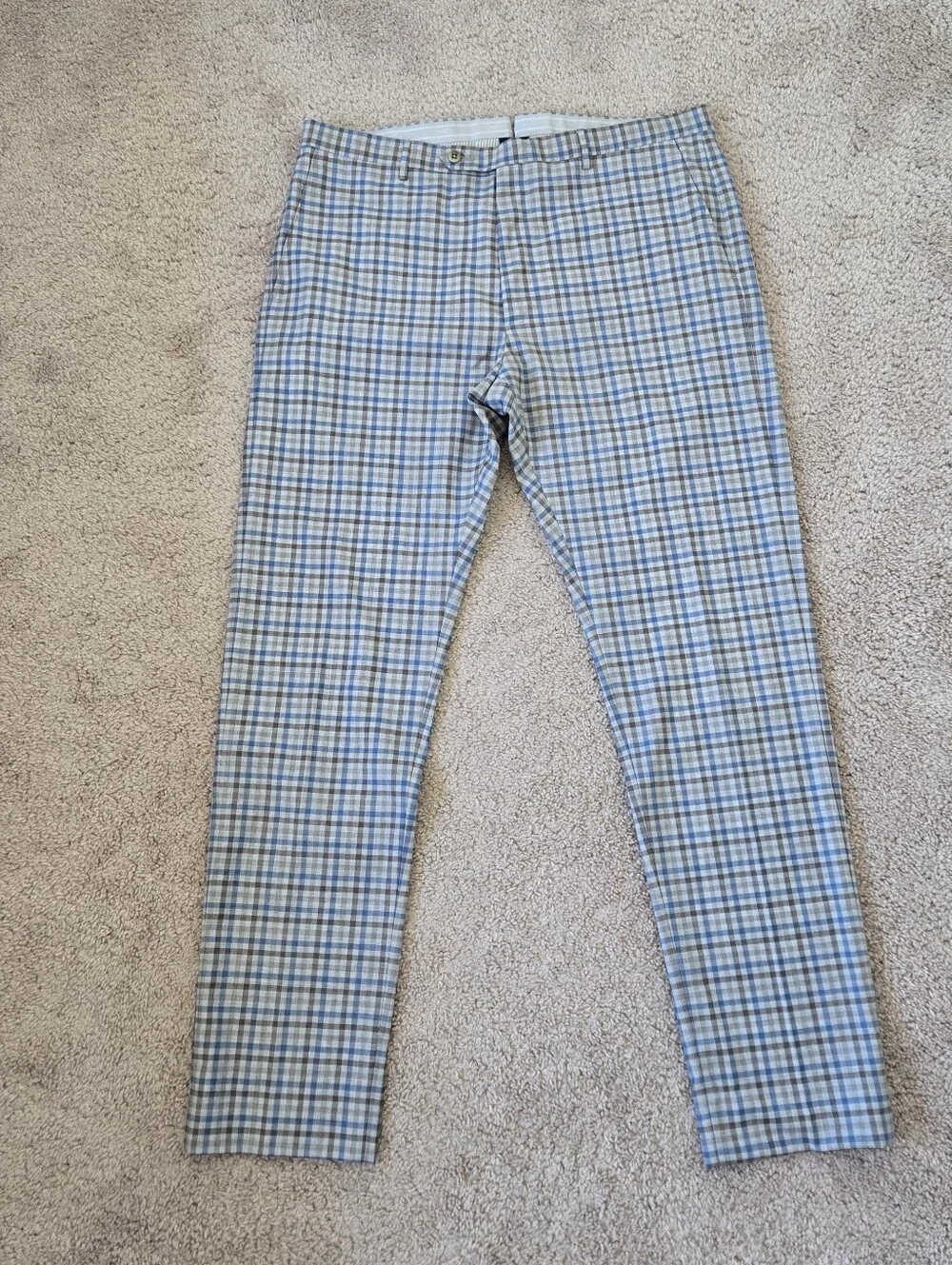 Zanella Platinum Plaid Parker 100% Wool Dress Pants Mens Size 38 Made‎ in Italy
